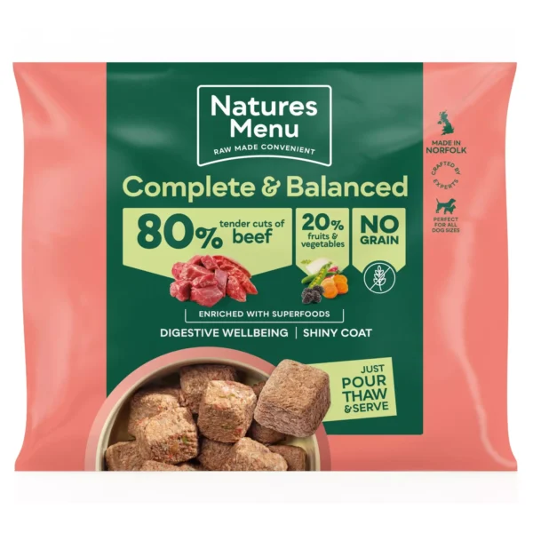 Natures Menu 80% Tender cuts of beef raw nuggets 1kg - Image 3