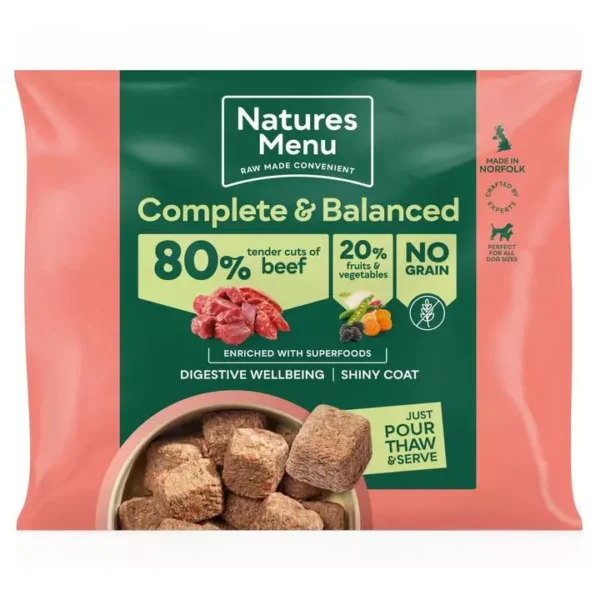 Natures Menu 80% Tender cuts of beef raw nuggets 1kg