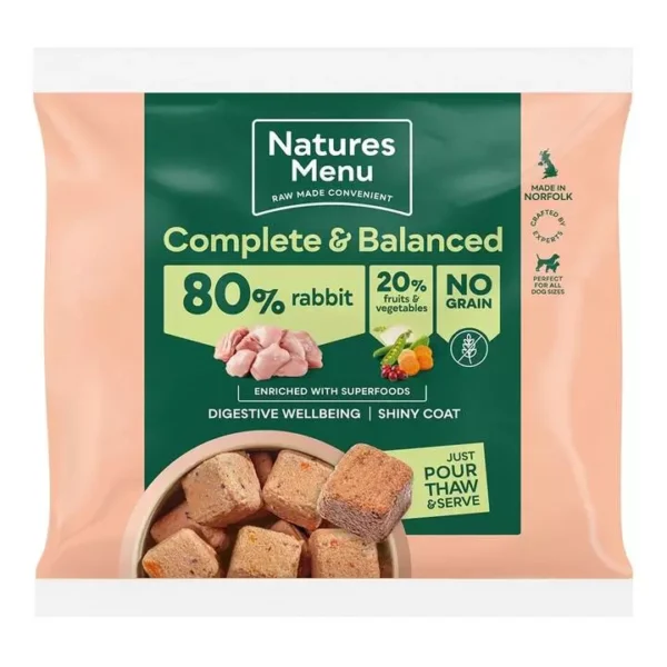 Natures Menu Complete & Balanced 80/20 Frozen Rabbit Dog Nuggets