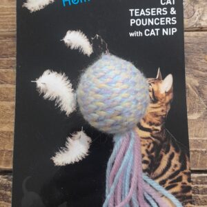 Hem and Boo Woolen Ball Cat Teaser and Pouncer with Catnip